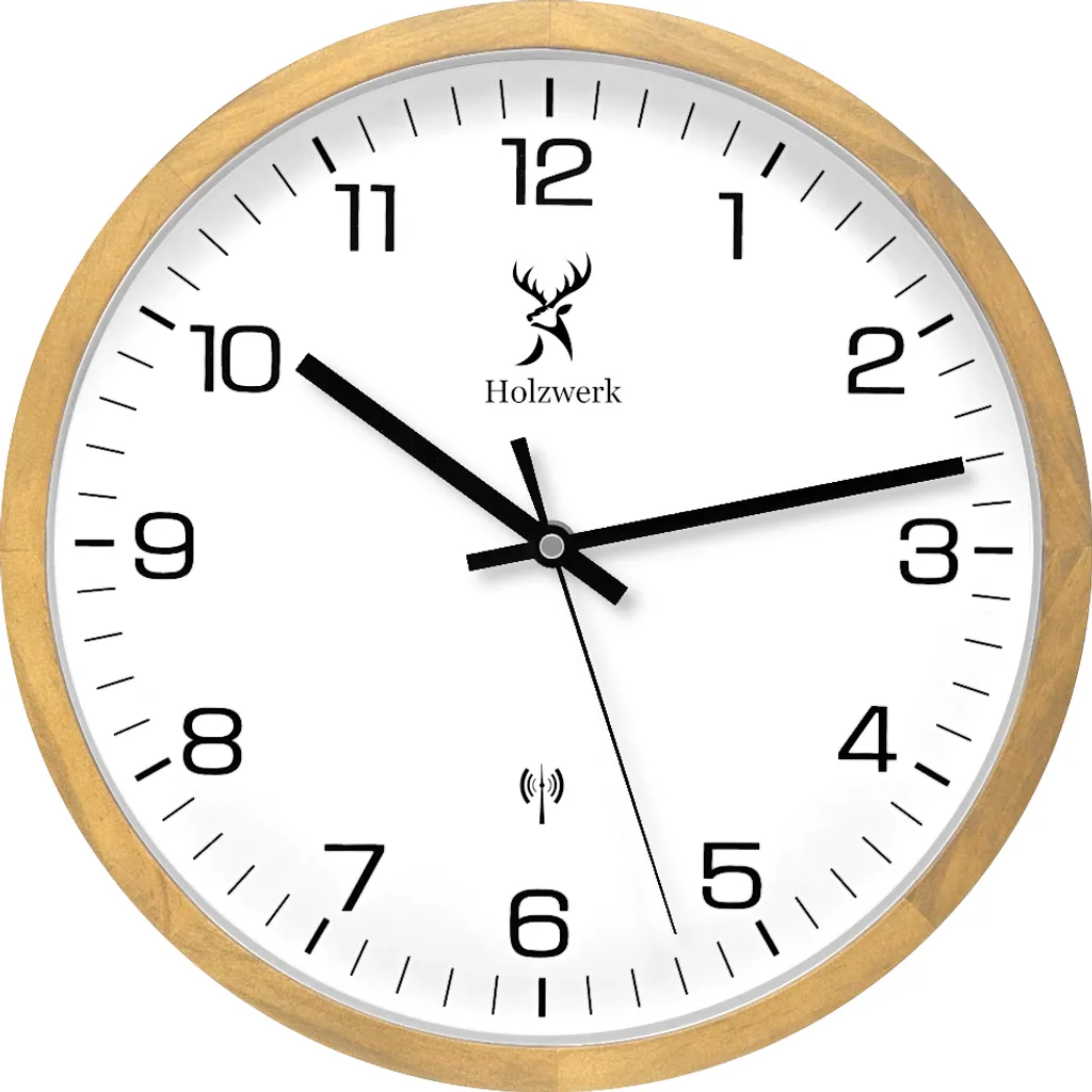 Holzwerk ARNSBURG Horloge murale radio-pilotée en bois blanc 30 cm