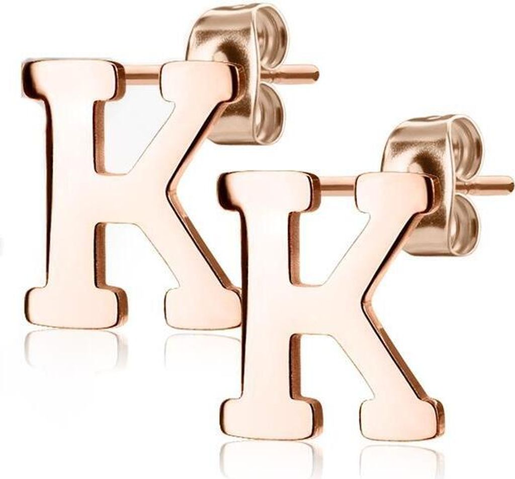 K Ohrstecker Buchstaben Rosegold aus Edelstahl Damen