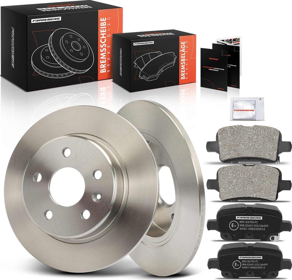Frankberg 2x Bremsscheiben 4x Bremsbeläge Hinterachse für Opel Astra K B16 Astra K Sports Tourer B16