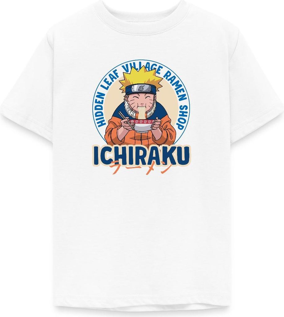 Spreadshirt Naruto Ichiraku Hidden Leaf Village Ramen Shop Teenager T-Shirt, 152/164 (12-14 Jahre), Weiß