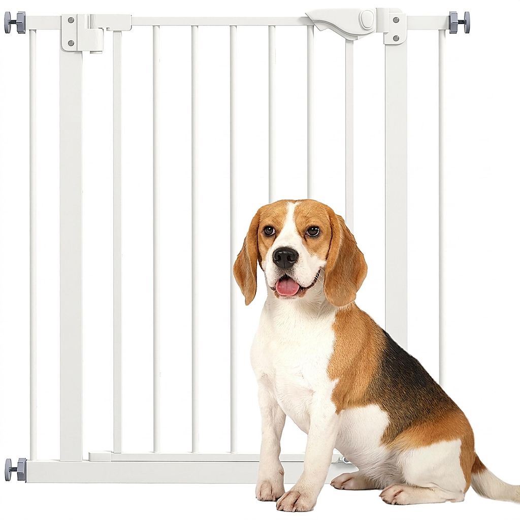 Türschutzgitter Hund Absperrgitter 74-80 cm selbstschließend Treppe Weiß