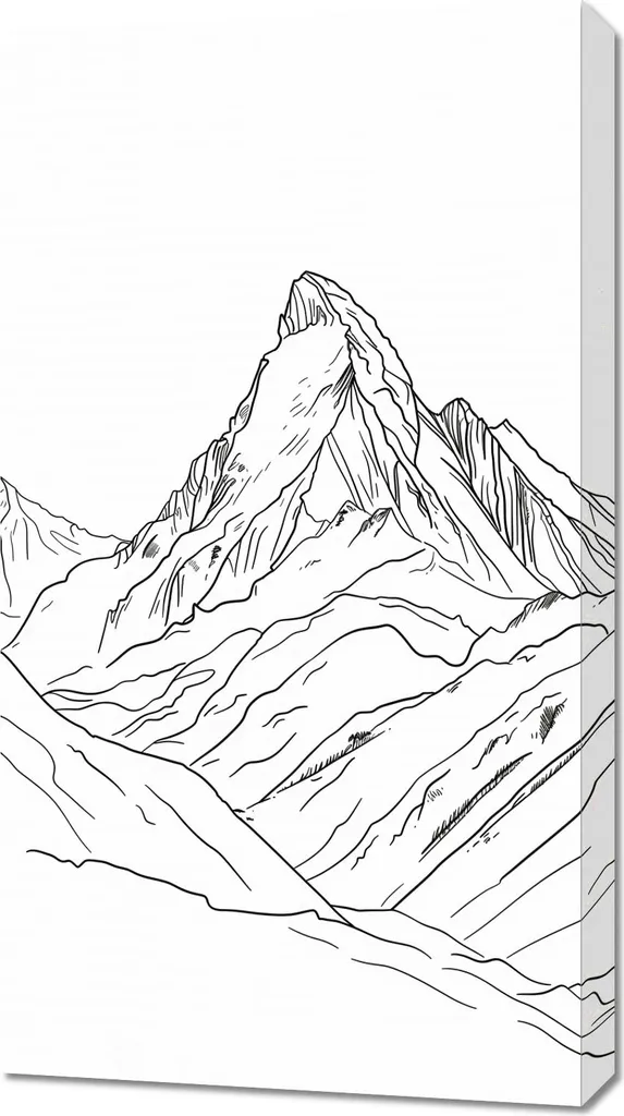 Poster su Tela Montagna 50x90 - Schizzo Grafico Moderno Arredo Casa