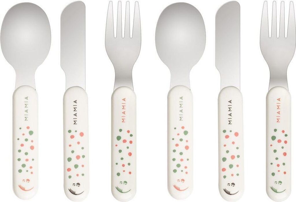 MiaMia Besteck-Set 6-teilig - Punkte - Weiß