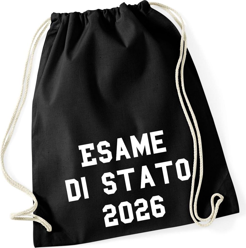 Huuraa Turnbeutel Esame di Stato 2026 Abschluss Italien 12 Liter Black Baumwolle Rucksack Geschenkidee