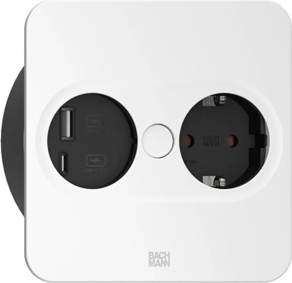 Prise encastrable bureau et cuisine avec port USB-C Bachmann 946.015 argent