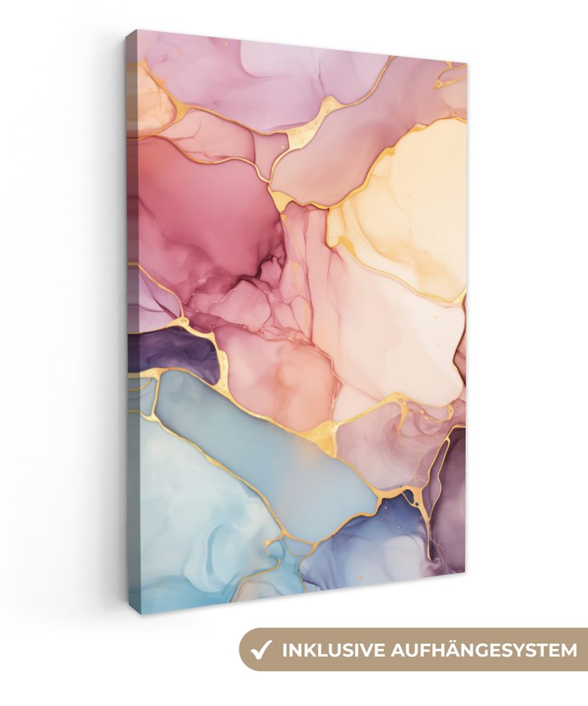 MuchoWow - Leinwandbilder - Marmor - Farbenfroh, Wandbild, Wanddeko Bilder Wohnzimmer, 20x30 cm