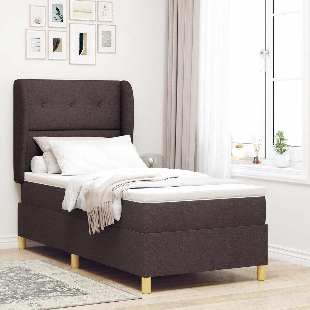 Design new Polsterbett Boxspringbett mit Matratze Dunkelbraun 80x200 cm Stoff - Bettrahmen - Klassische Betten cloris48849