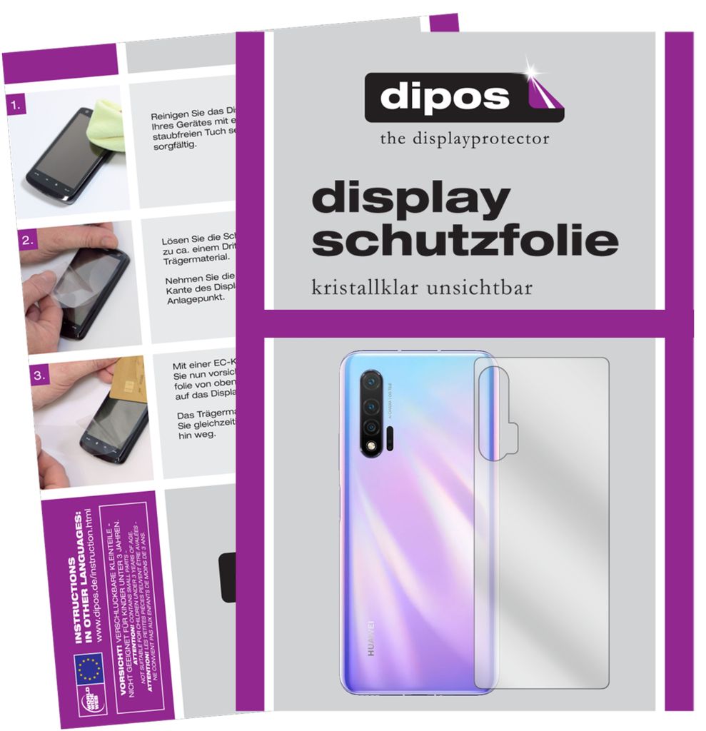 1x Schutzfolie für Huawei nova 6 5G Rückseite klar Displayschutzfolie Folie Display Schutz dipos