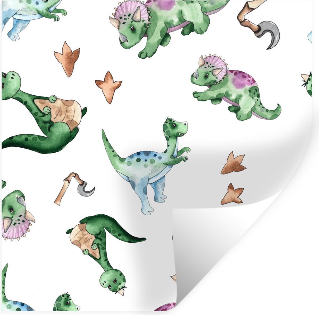MuchoWow Wandtattoo Wandsticker Wandaufkleber Kinderzimmer - Dinosaurier - Fußabdruck - Jungen - Mädchen - Kinder - Kind 80x80 cm Selbstklebend...