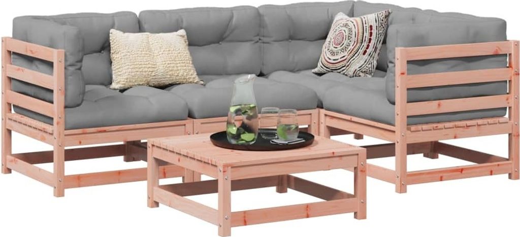 Design 5-tlg. Garten-Sofagarnitur mit Kissen Massivholz Douglasie, Gartenmöbel-Sets 2024 Neu