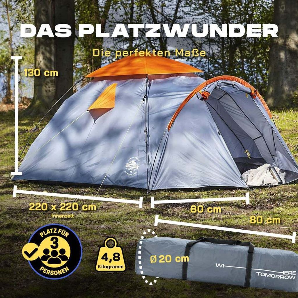 Where Tomorrow Pop Up Familienzelt Wurfzelt 3 Personen Zelt Produktbild 2