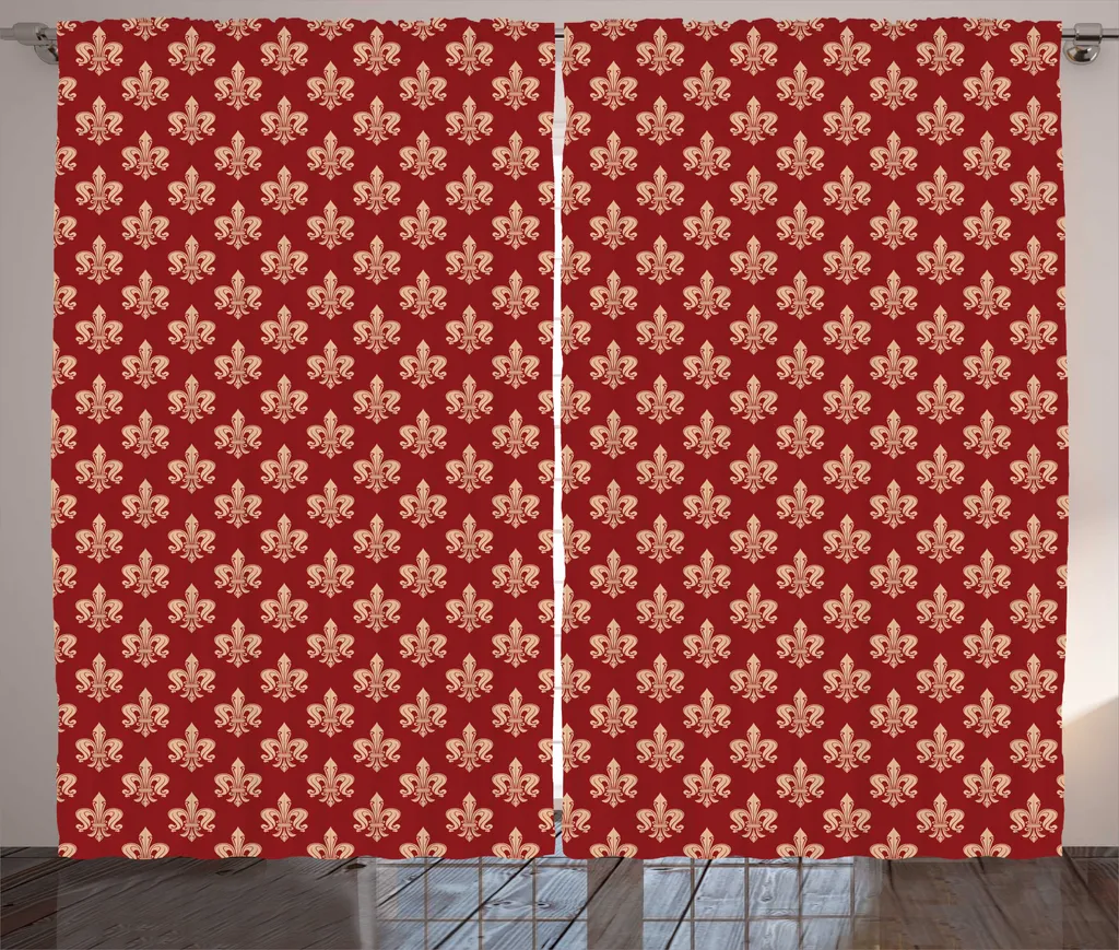 Rideau Rustique Pêche et Vermillon 280x225 cm Motif Tourbillonnant