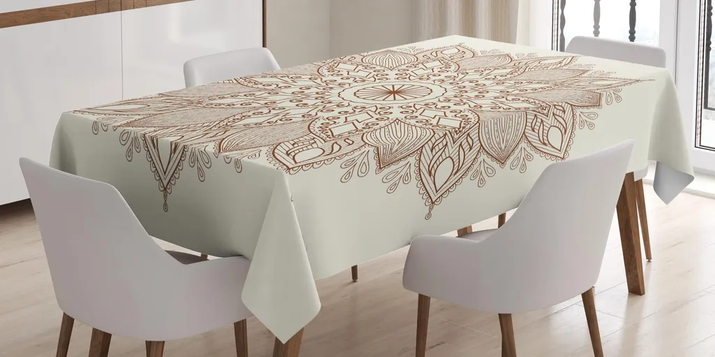 Tovaglia Mandala Beige 140x170 cm - Eleganza Etnica per Tavolo Cucina