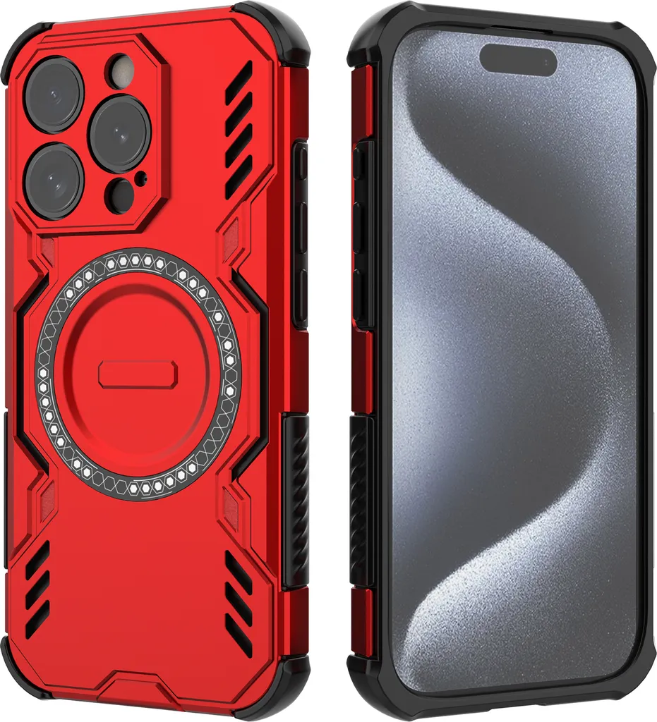 Cover Rossa iPhone 15 Pro MagSafe Elegante con Dissipatore Calore