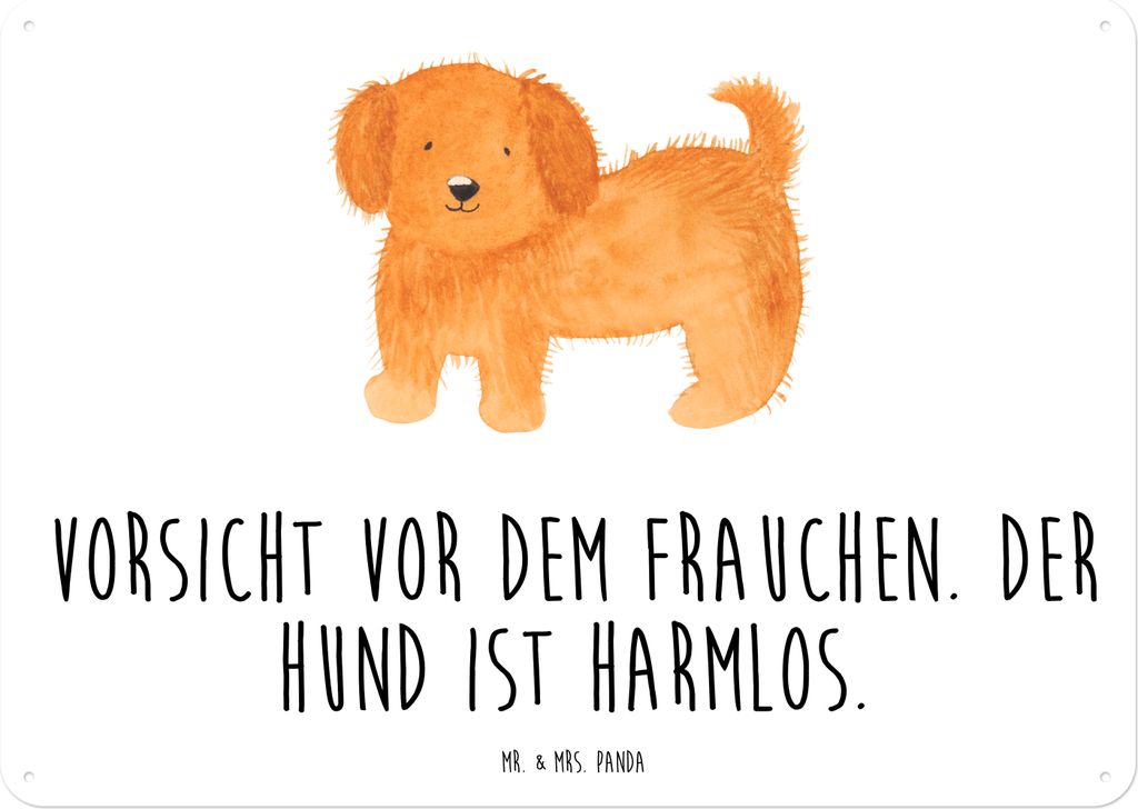 Mr. & Mrs. Panda Schild Hund Flauschig DIN A5 - Weiß - Geschenk, Hunde, Blechtafel, Wandbild, Türschild, Sprüche, Hundemama, tafel, Niedlich, No...