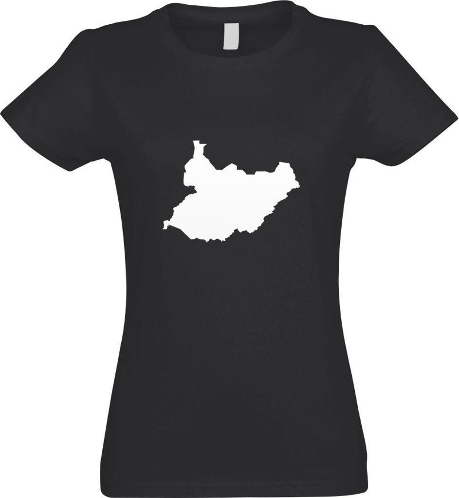 Kiwistar - T-Shirt tailliert - Damen - Graphit - Südsudan Umriss Kontur - mit Motiv Bedruckt - Funshirt Design - Sport - Freizeit - Damen - M