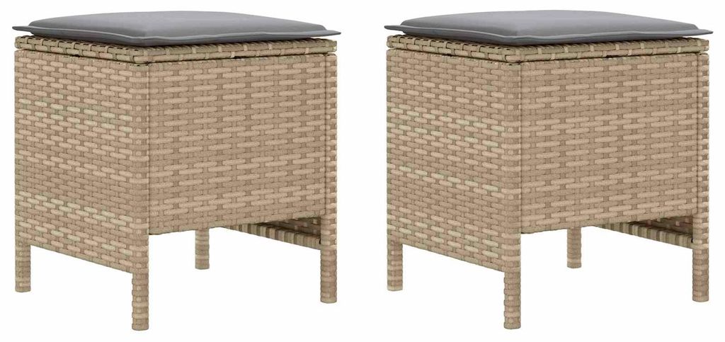 Garten-Fußhocker 2 Stück Beige und Hellgrau 38 x 38 x 45 cm