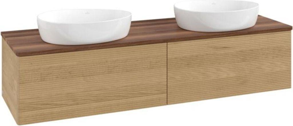 V&B Waschtischunterschrank mit Frontstruktur Antao 160x36x50cm, WBP-farbe w. wal, honey oak