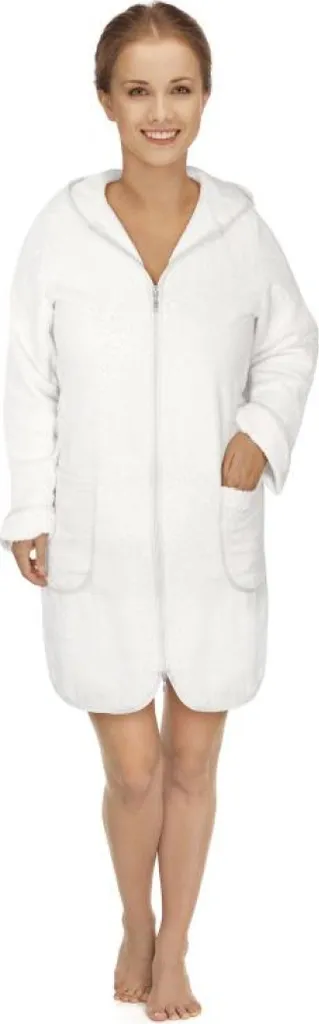 Vestaglia Spugna Cotone Donna con Cerniera Bianca L | Alta Assorbenza