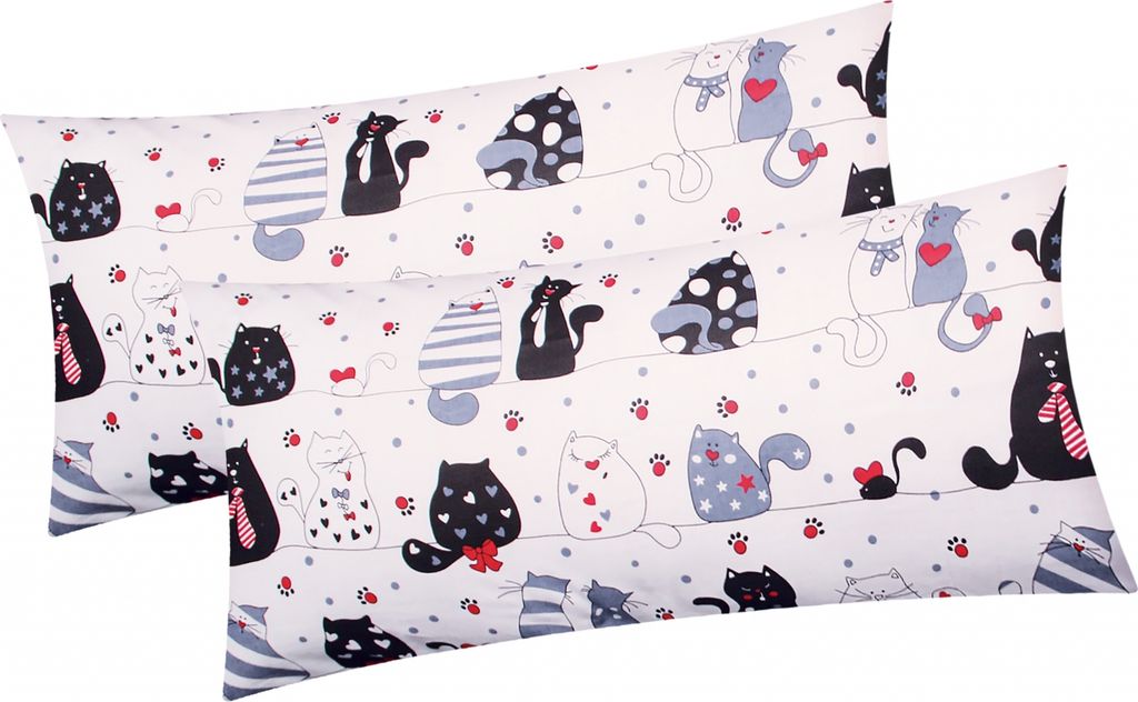 Renforcé Kissenbezug - 2er Set in 40x80cm - Katzen mit Produktbild 