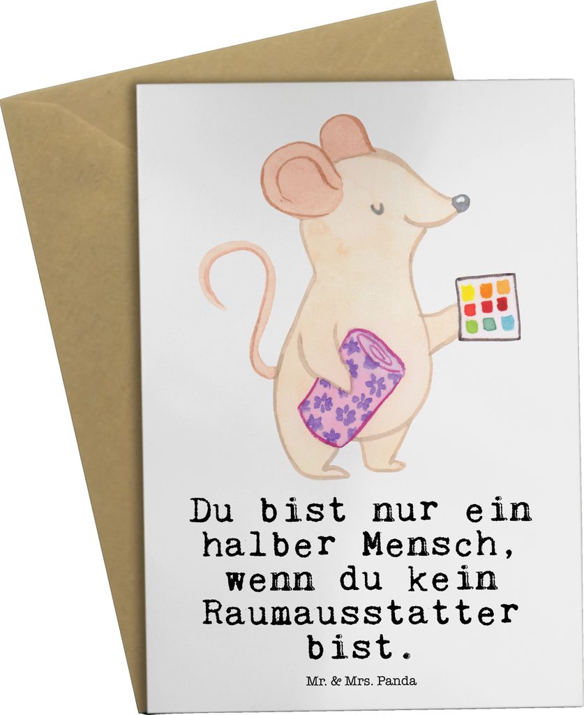 Mr. & Mrs. Panda Grußkarte Raumausstatter Herz - Weiß - Geschenk, osterkarte, weihnachtskarten, einladungskarten, neujahrskarte, Klappkarte