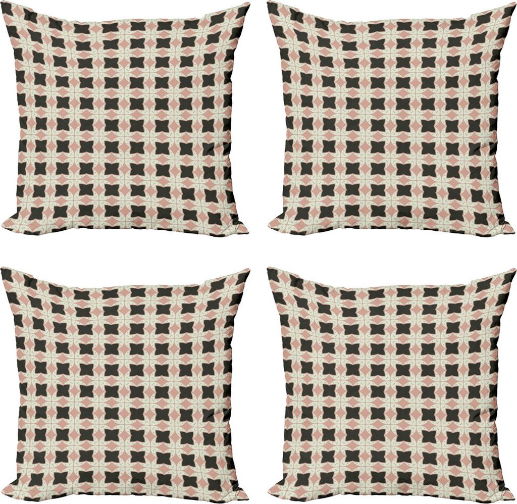 ABAKUHAUS Geometrisch Kissenbezug Set (4 Stück), Abstrakte Elemente Kunst, Moderner Doppelseitiger Digitaldruck, 50 cm x 50 cm, Pale Salmon Hellgrün