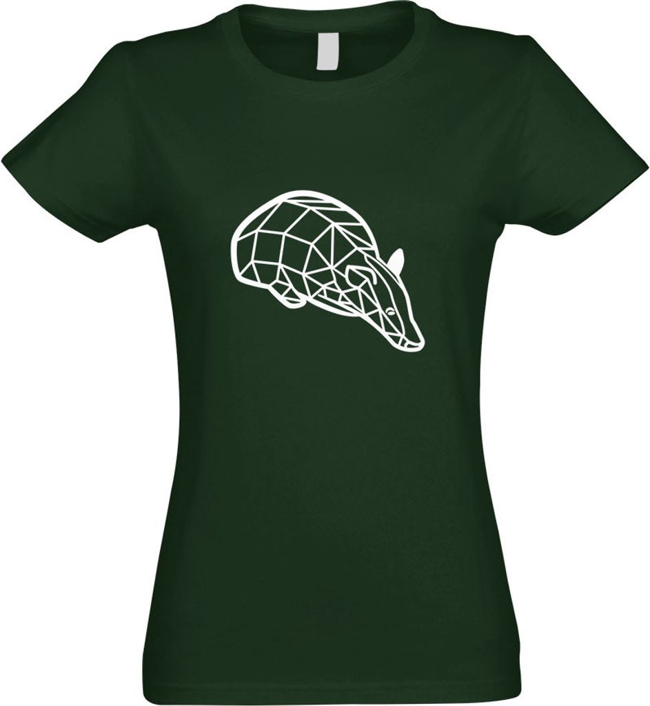 Kiwistar - T-Shirt tailliert - Damen - flaschengrün - Dachs Grimbart Polygon - mit Motiv Bedruckt - Funshirt Design - Sport - Freizeit - Damen - XXL