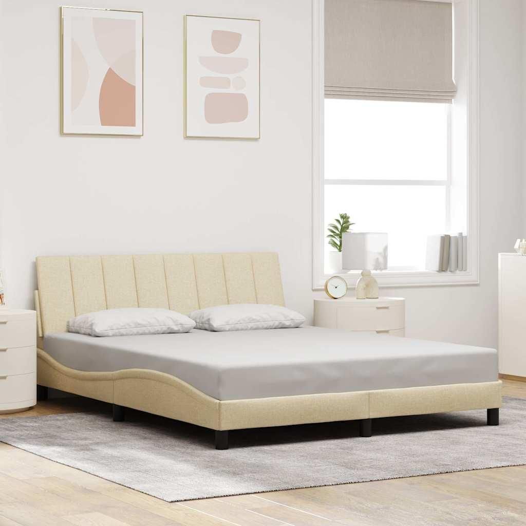 Bettgestell ohne Matratze "Hanko" Creme 160x200 cm Stoff