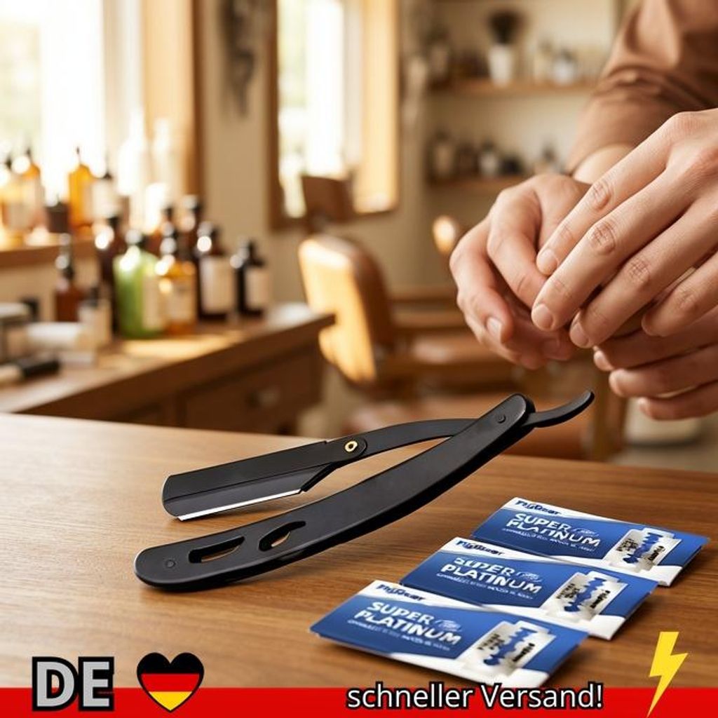 Rasiermesser Klappbar Schwarz Klassisch Barber Herren