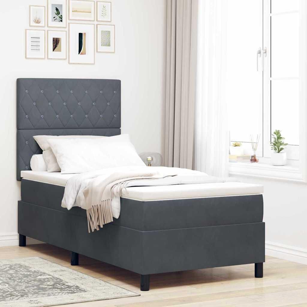 Maison Exclusive - Boxspringbett mit Matratze Dunkelgrau 90 x 190 cm Samt