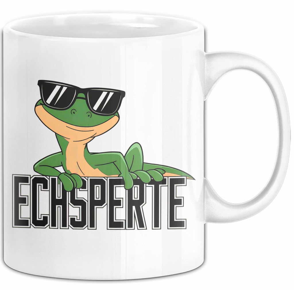 Reptil Leopardgecko Echse Tasse Geschenk Lustige Geschenkidee Spruch Echsperte (Weiß)