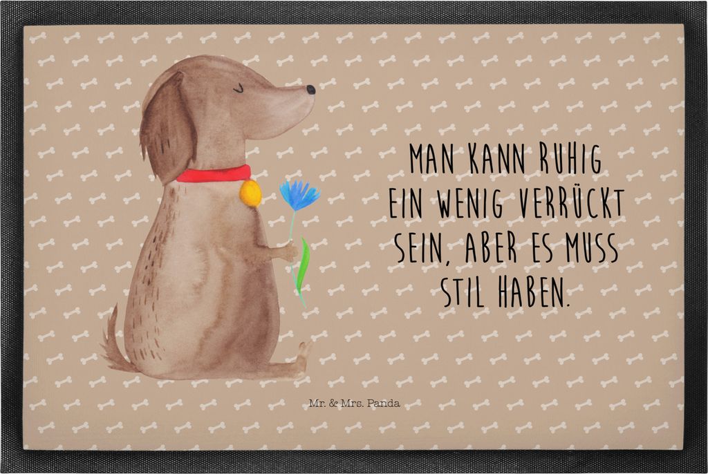 Mr. & Mrs. Panda fußmatte Hund Blume 50 x 75 cm - Hundeglück - Geschenk, Hunde, Fußabstreifer, Schmutzfangmatte, Sprüche, Gummimatte, Schmutzma...