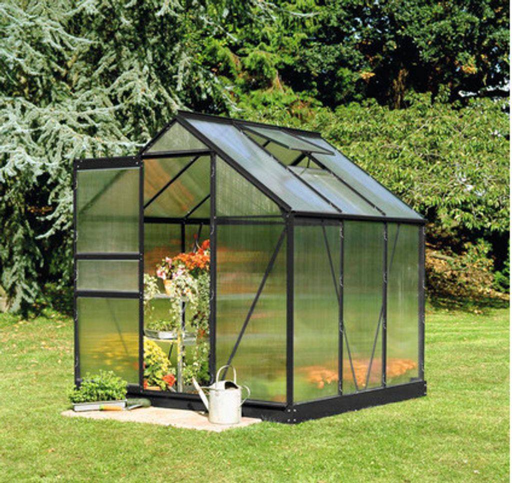 Gewächshaus Halls Popular 66 Polycarbonat 4 mm 193 x 319 cm schwarz