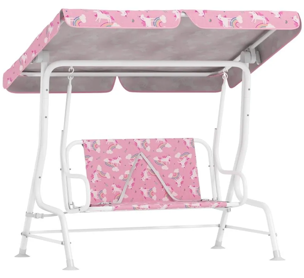 Balançoire Hollywood 2 places rose avec pare-soleil réglable pour enfant
