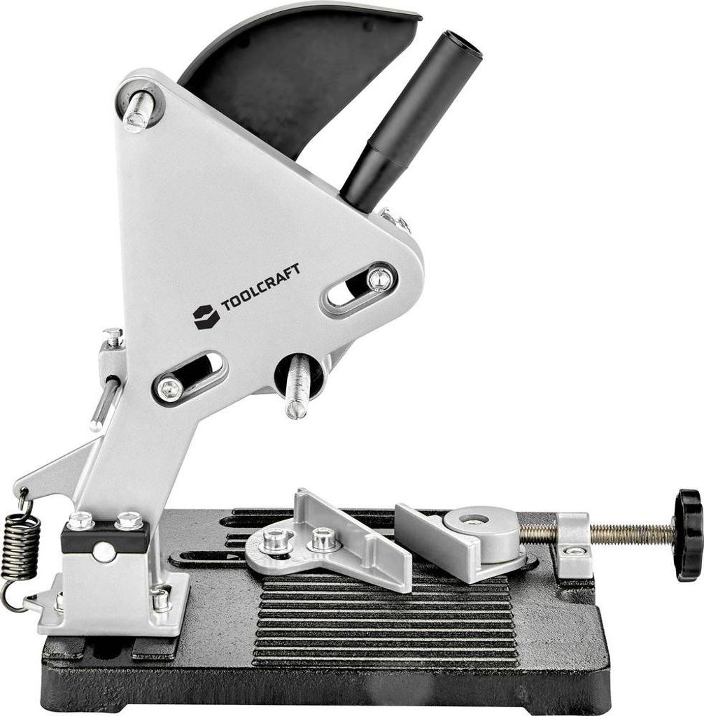 A metal cutting stand for an angle grinder, shown against a white background.