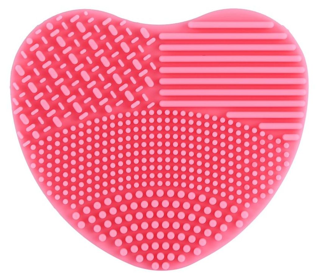 Make-up-Pinselreiniger, Silikon, Herz-Finger-Handschuh, Make-up-Schwamm, Brett, Waschschrubber (Rosa)