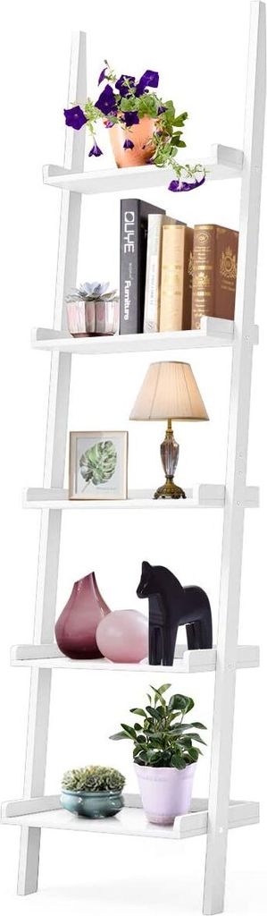 Goplus Leiterregal mit 5 Ablagen, Standregal Treppenregal Wandregal Bücherregal Pflanzenregal Stufenregal Dekoregal Blumenregal