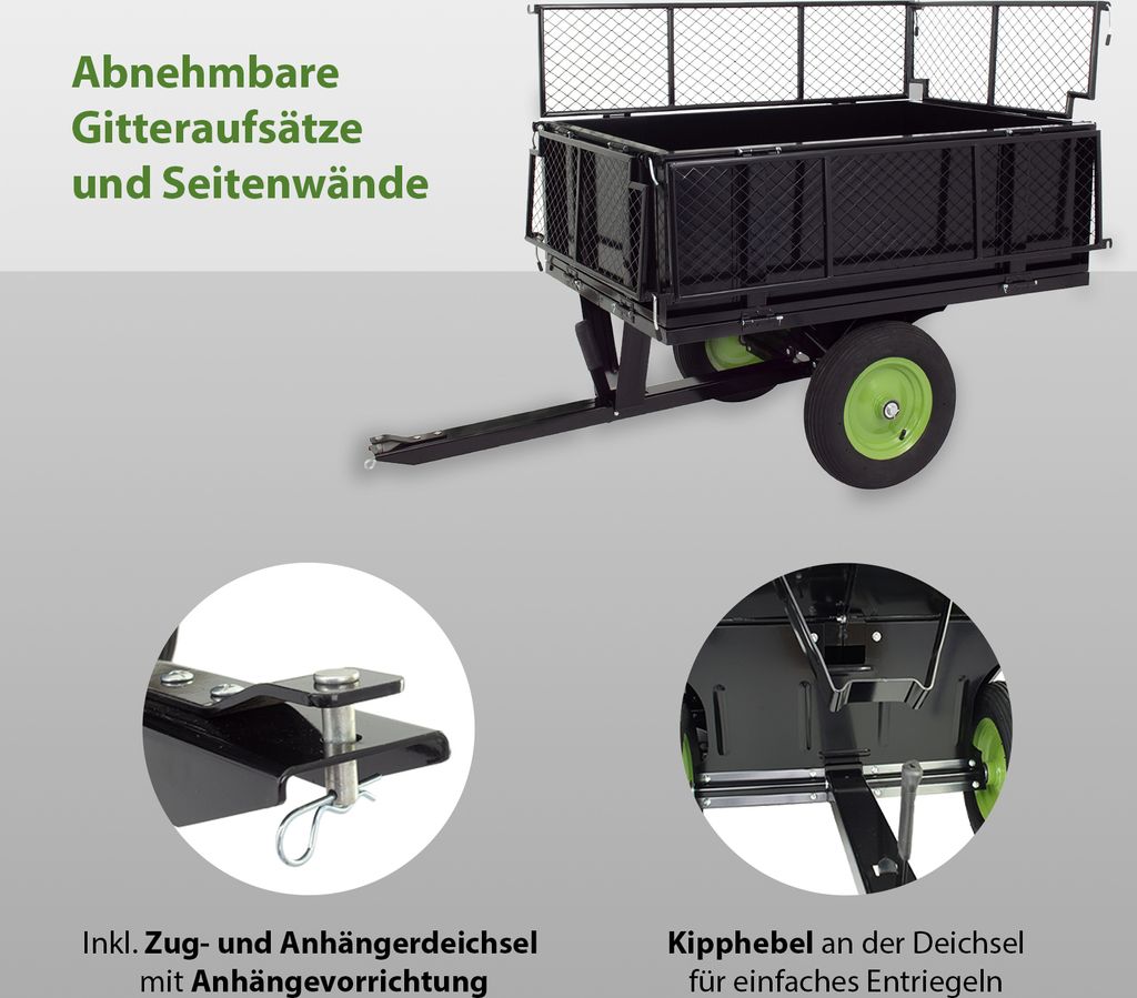 Rasentraktor Anhänger Kippanhänger 300 kg kippbar mit Produktbild 7
