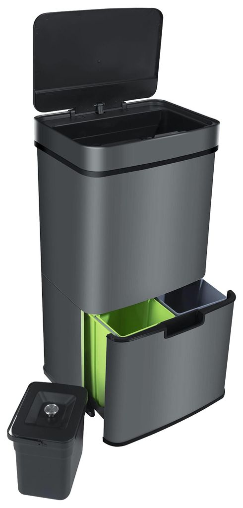 Sensor Poubelle 72 L, 4 compartiments, Gris Image du produit 