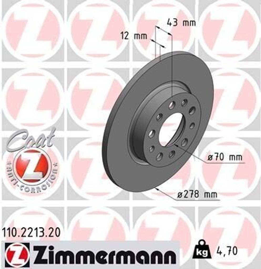 ZIMMERMANN 110.2213.20 - Bremsscheibe für Spider (939), Giulietta (940), Brera (939), 159 (939), 500X (334), Renegade, Compass