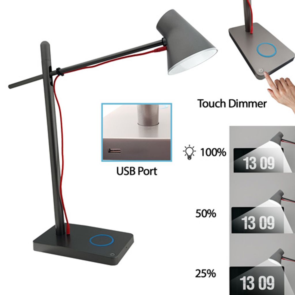 Dimmbar Schreibtisch-Leuchte 26 LED USB Tischlampe Nagellampe Touch-Steuerung