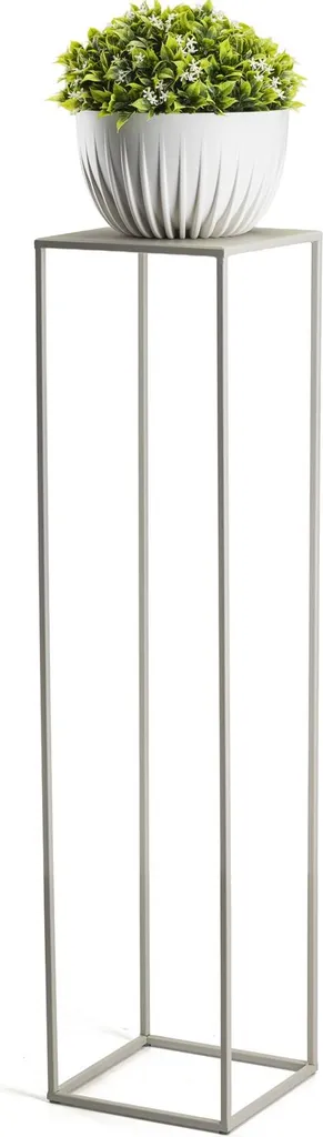 Porte-fleurs beige HowHomely 24x24x100 cm en métal design minimaliste