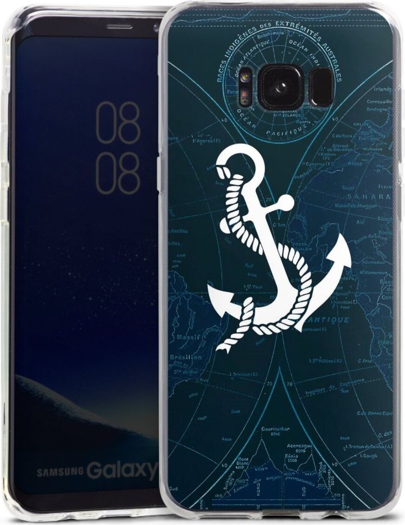 DeinDesign Handyhülle für Samsung Galaxy S8 Plus Silikon Hülle Case Smartphone Schutzhülle Anker Landkarte Segeln