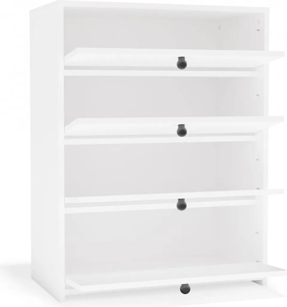 Meuble chaussures ZAYAN blanc 2 portes battantes - Rangement gain place - 4