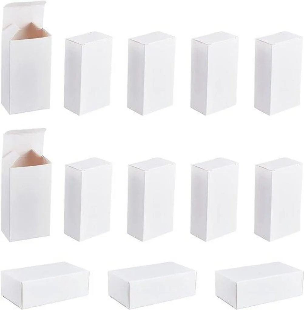 Emballage cadeau Noël et anniversaire boîtes carton blanc lot de 50