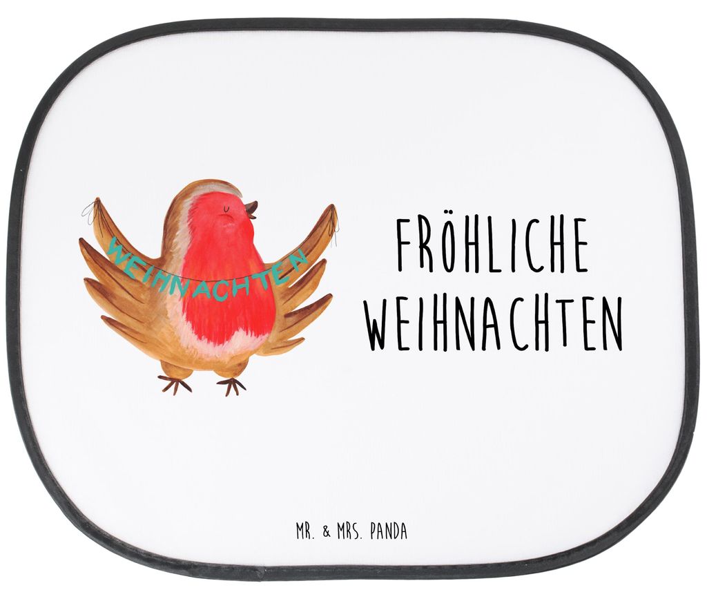 Mr. & Mrs. Panda Auto Sonnenschutz Rotkehlchen Weihnachten - Weiß - Geschenk, Hitzeschutz, Heiligabend, blendschutz, Vogel, Weihnachtsgruß, Winte...