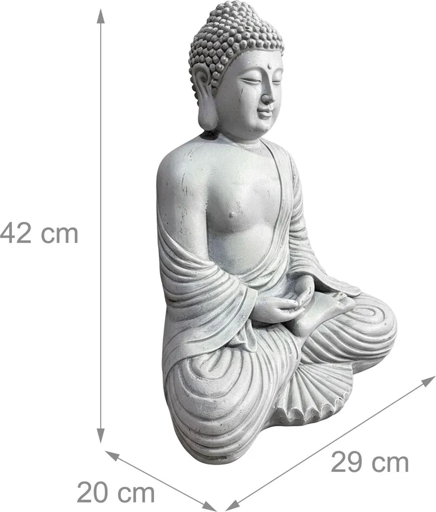 Statue de Bouddha 42 cm effet pierre naturelle résistante intempéries - 4