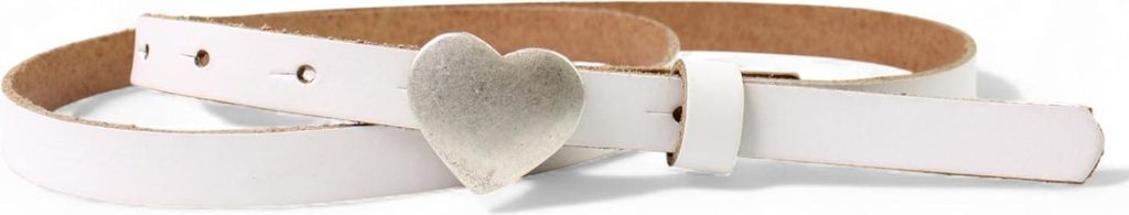 FRONHOFER süßer Kindergürtel mit silberner Herz Schnalle, plastikfrei, 1,5 cm schmal