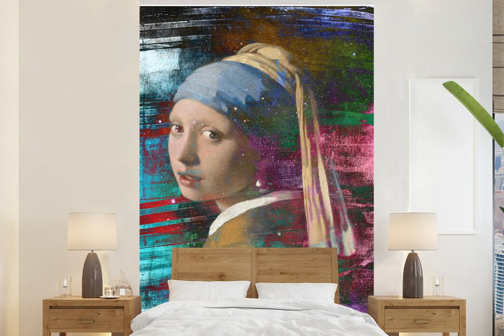 MuchoWow Fototapete für Wohnzimmer oder Schlafzimmer Wandtapete Vinyl Motivtapete Das Mädchen mit dem Perlenohrring - Johannes Vermeer - Farben...