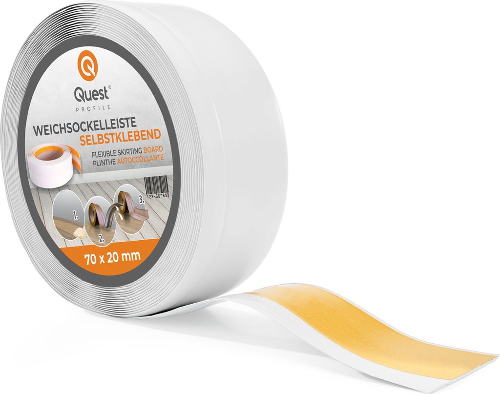 QUEST Weichsockelleiste Selbstklebend 70x20mm, 5m, Produktbild 